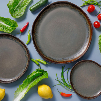 (6 sztuk) DAVIDE - Płaski talerz - Ø 22 cm - Brązowy - Prime Gastro