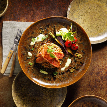 (6 sztuk) RUSTIQUE - Płaski talerz - Ø 22 cm - Brązowy - Prime Gastro