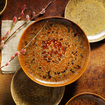 (6 sztuk) RUSTIQUE - Płaski talerz - Ø 22 cm - Brązowy - Prime Gastro