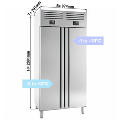 Kombinacja Chłodziarka & zamrażarkaze stali nierdzewnej PREMIUM PLUS - GN 1/1 - 745 litrów - z 2 drzwiami