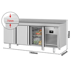 Stół mroźniczy PREMIUM PLUS - 1960x600 mm - z 3 drzwiami i panelem tylnym