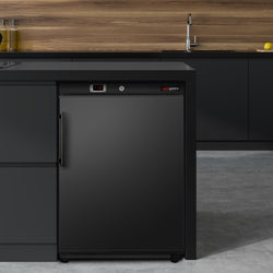 Mini chłodziarka ECO – 200 litrów – z 1 drzwiami – wnętrze drzwi z tworzywa sztucznego – czarna