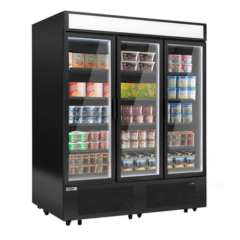 Zamrażarka - 1600 mm - od -18 do -23 °C - z izolowanymi szklanymi drzwiami - 4 półki - Prime Gastro