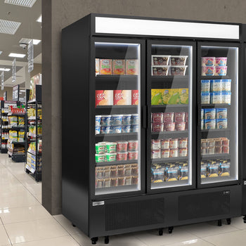 Zamrażarka - 1600 mm - od -18 do -23 °C - z izolowanymi szklanymi drzwiami - 4 półki - Prime Gastro