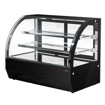 Witryna chłodnicza stołowa - 105 litrów - 700 mm - z 2 szklanymi półkami - okrągła - czarna - Prime Gastro