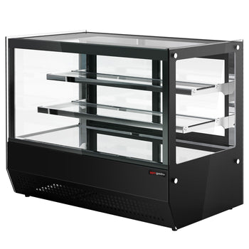 Witryna chłodnicza stołowa - 120 litrów - 700 mm - z 2 szklanymi półkami - kwadratowa - czarna - Prime Gastro