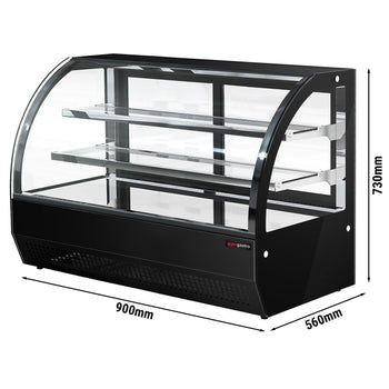 Witryna chłodnicza stołowa - 140 litrów - 900 mm - z 2 szklanymi półkami - okrągła - czarna - Prime Gastro