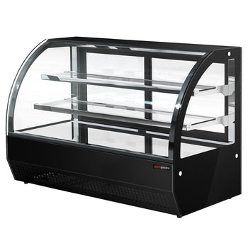 Witryna chłodnicza stołowa - 140 litrów - 900 mm - z 2 szklanymi półkami - okrągła - czarna - Prime Gastro