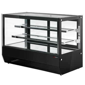 Witryna chłodnicza stołowa - 160 litrów - 900 mm - z 2 szklanymi półkami - kwadratowa - czarna - Prime Gastro