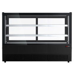 Witryna chłodnicza stołowa - 160 litrów - 900 mm - z 2 szklanymi półkami - kwadratowa - czarna