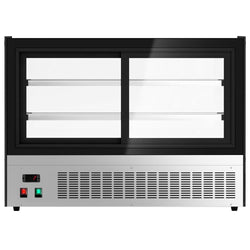 Witryna chłodnicza stołowa - 160 litrów - 900 mm - z 2 szklanymi półkami - kwadratowa - czarna