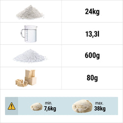 Miesiarka spiralna do ciasta - 42L / 38kg - 2 prędkości - z wyjmowaną dzieżą - z timerem - z podnoszoną głowicą - do ciast ciężkich - 400V