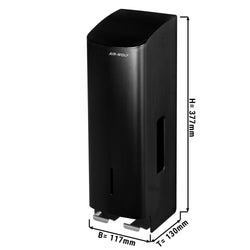 AIR - WOLF | Dozownik papieru toaletowego - na 3 rolki - stal nierdzewna - czarny matowy