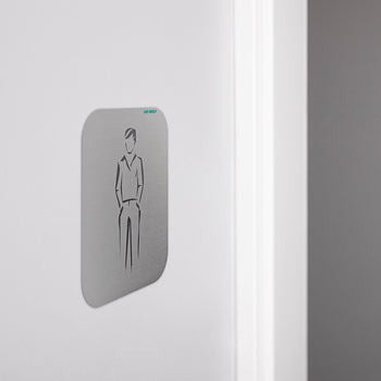 AIR-WOLF | Tabliczka na drzwi "Mężczyźni" - samoprzylepna - stal nierdzewna - Prime Gastro