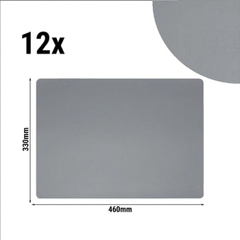 (12 szt.) Podkładka na stół James - elegancki wygląd skóry - 33 x 46 cm - grafit - Prime Gastro