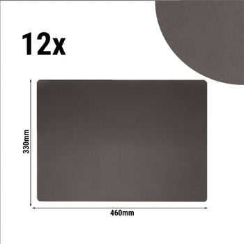 (12 szt.) Podkładka na stół James - w eleganckim wyglądzie skóry - 33 x 46 cm - mokka - Prime Gastro