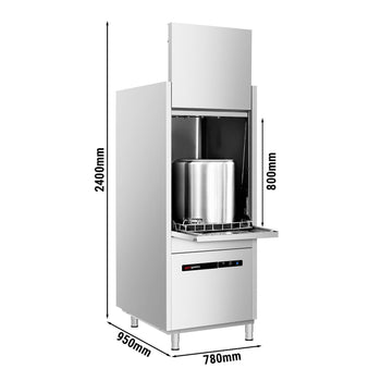 Dwuścienna zmywarka do garnków - cyfrowa - 16,7 kW - z detergentem & pompą spustową - Prime Gastro