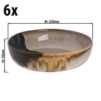 (6 sztuk) AQUAREL - Talerz głęboki - Ø 22 cm - Beżowy/Niebieski - Prime Gastro