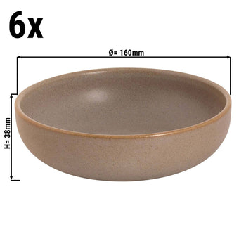 (6 sztuk) SANDY LOAM - Talerz głęboki - Ø 16 cm - Szary - Prime Gastro