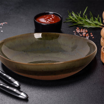 (6 sztuk) WISTERIA - Talerz głęboki - Ø 22 cm - Zielony/beżowy - Prime Gastro