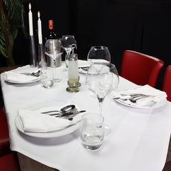 (80 sztuk) Damasceński obrus Tessin Atlas - 100 x 100 cm - biały