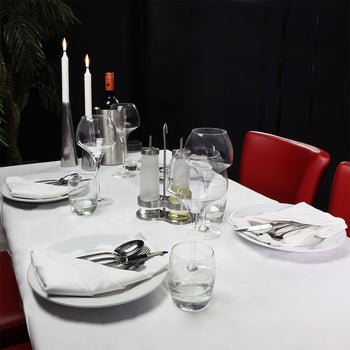 (5 sztuk) Damasceński Obrus na stół Tessin Atlas - 130 x 190 cm - biały - Prime Gastro