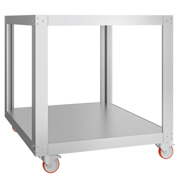 Gazowy piec do pizzy - 6 x 34 cm - Manualny - włącznie z okapem, ramą podstawy & zestawem kółek - Prime Gastro