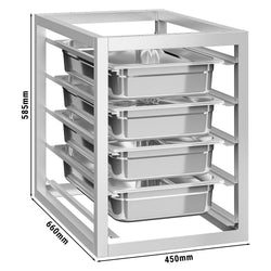 Moduł podbudowy z 5 półkami - 450x660 mm - GN i EN - do stołów gastronomicznych roboczych ATK o głębokości 700 mm