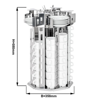 Dozownik filiżanek -/ & spodków - obrotowy - chrom - Prime Gastro