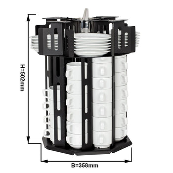 Dozownik filiżanek -/ & spodków - obrotowy - czarny - Prime Gastro