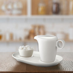 (12 szt.) LUX - Spodek do cukiernicy i dzbanka na mleko Maastricht - 21,5 x 14 cm - Kość słoniowa