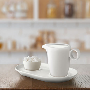 (6 szt.) LUX - Spodek do cukiernicy i dzbanka na mleko Maastricht - 215x140mm - kość słoniowa - Prime Gastro