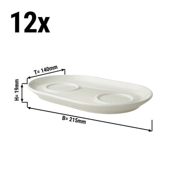 (12 szt.) LUX - Spodek do cukiernicy i dzbanka na mleko Maastricht - 21,5 x 14 cm - Kość słoniowa - Prime Gastro