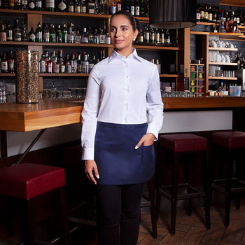 (6 szt) KARLOWSKY | Fartuch w talii Basic z kieszenią - Granatowa - Prime Gastro