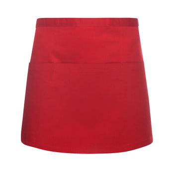 (6 szt) KARLOWSKY | Fartuch w talii Basic z kieszenią - Czerwony - Prime Gastro