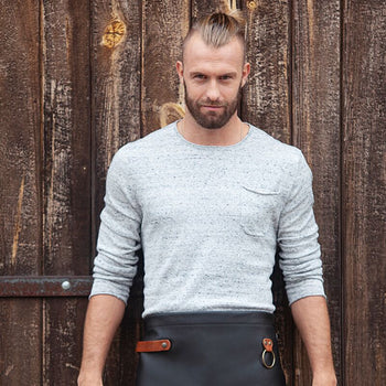 (6 szt.) KARLOWSKY | Skórzany fartuch w talii - Czarny - Prime Gastro