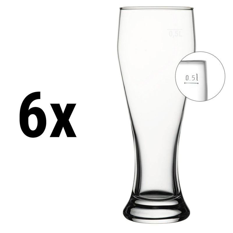 (6 sztuk) Szklanka do piwa pszenicznego - BEER SPECIALS - 665 ml - skalibrowana na 500 ml