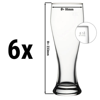 (6 sztuk) Szklanka do piwa pszenicznego - BEER SPECIALS - 665 ml - skalibrowana na 500 ml - Prime Gastro
