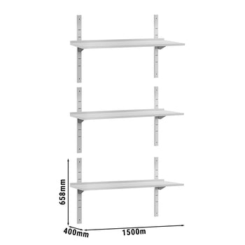 Półki naścienne ECO - 1500x400mm - z 3 piętrami - Prime Gastro