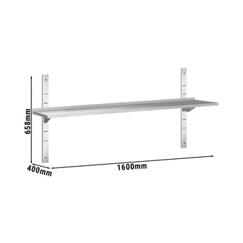 Półki naścienne PREMIUM - 1600x400mm - z 1 piętrem - Prime Gastro
