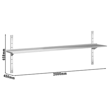 Półki naścienne PREMIUM - 2000x400mm - z 1 piętrem - Prime Gastro