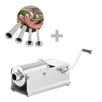 Manualna nadziewarka do kiełbas - 3 litry - stal nierdzewna - włącznie z 4 nasadkami - Prime Gastro