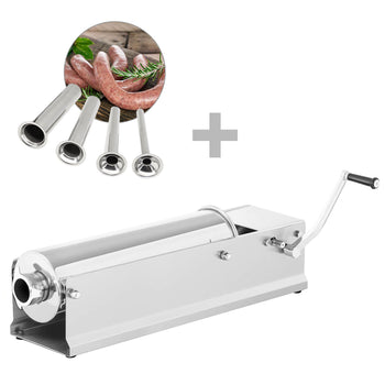 Ręczna nadziewarka do kiełbas - 7 litrów - stal nierdzewna - włącznie z 4 nasadkami - Prime Gastro