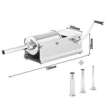 Ręczna nadziewarka do kiełbas - 5 litrów - stal nierdzewna - włącznie z 4 nasadkami - Prime Gastro