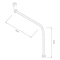 Uchwyt ustawiony pod kątem - Stal nierdzewna - 90° - Długość: 700 mm