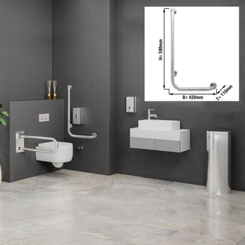 Uchwyt ustawiony pod kątem - Stal nierdzewna - Długość: 420 mm - Prime Gastro