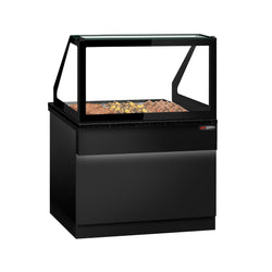 Witryna grzewcza TORONTO – 1250 mm – czarny front – na 3 pojemniki GN 1/1 – czarny blat granitowy