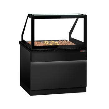 Witryna grzewcza TORONTO - 1250 mm - dla 3x GN 1/1 - czarny panel przedni - blat roboczy kuchenny z czarnego granitu - Prime Gastro