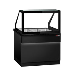 Witryna grzewcza TORONTO – 1250 mm – czarny front – na 3 pojemniki GN 1/1 – czarny blat granitowy