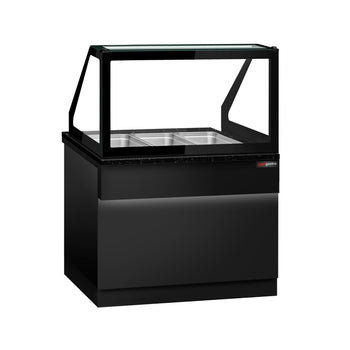 Witryna grzewcza TORONTO - 1250 mm - dla 3x GN 1/1 - czarny panel przedni - blat roboczy kuchenny z czarnego granitu - Prime Gastro